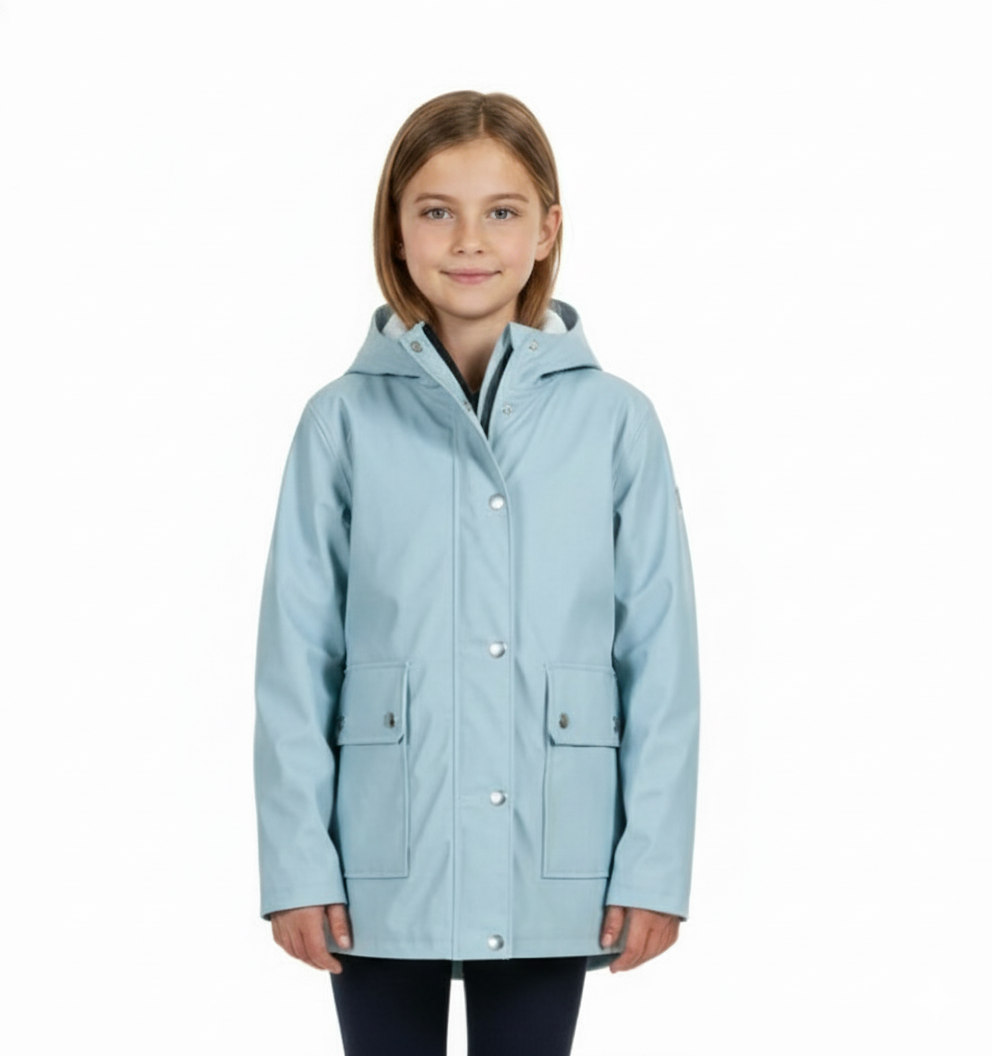 PU Raincoat Jacket Windbreaker Waterproof Parka Hooded For Girls Boys Age 5-13 Years