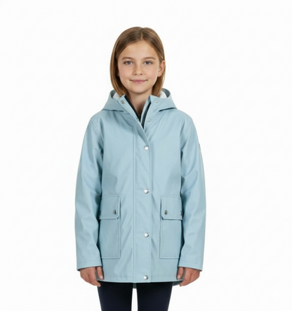 PU Raincoat Jacket Windbreaker Waterproof Parka Hooded For Girls Boys Age 5-13 Years