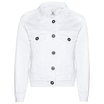 Women White Denim Jacket Cotton Casual Fashion Vintage Classic Streetwear Jeans