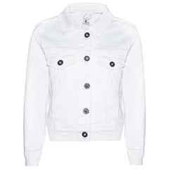 Women White Denim Jacket Cotton Casual Fashion Vintage Classic Streetwear Jeans