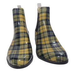A2Z Ladies Tartan Wellington Ankle Boots Waterproof Tab Non-Slip PVC Rain Shoes