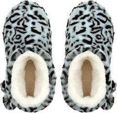 Ladies Slipper Bootie Novelty Leopard Pattern Warm Winter Knitted Ankle Boots
