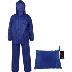 Kids Boys Girls Waterproof Hooded Rain Suit Jacket & Pants Set with Bag 3-14 Yrs