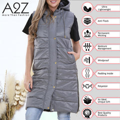 Ladies Oversized Gilet Long Line Style Jacket Long Sleeveless Fashion Women Coat