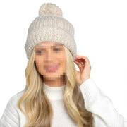 A2Z Ladies Hat Mohair Cable Knit Beanie Pom Pom Stretchy Winter Warm Cozy Hats