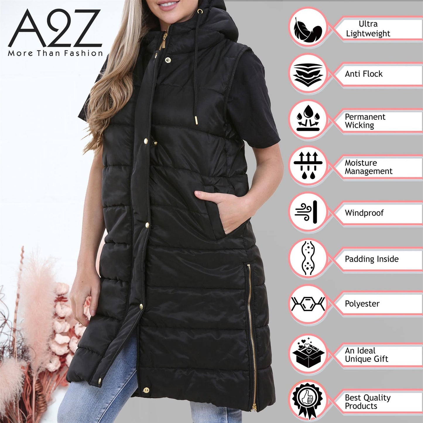 Ladies Oversized Gilet Long Line Style Jacket Long Sleeveless Fashion Women Coat