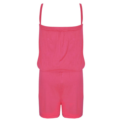 Kids Girls Plain Color Playsuit Trendy Summer All In One Jumpsuit New Age 5-13 Y