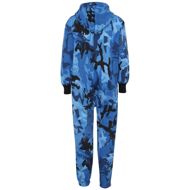 A2Z 4 Kids Boys Girls Fleece Onesie Designer's Camouflage Blue Print All In One Jumpsuit Playsuit New Age 5 6 7 8 9 10 11 12 13 Years