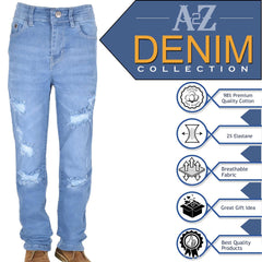 Kids Boys Relaxed Straight Fit Boot Cut Ripped Jeans for Teens Cotton Jeans 5-13