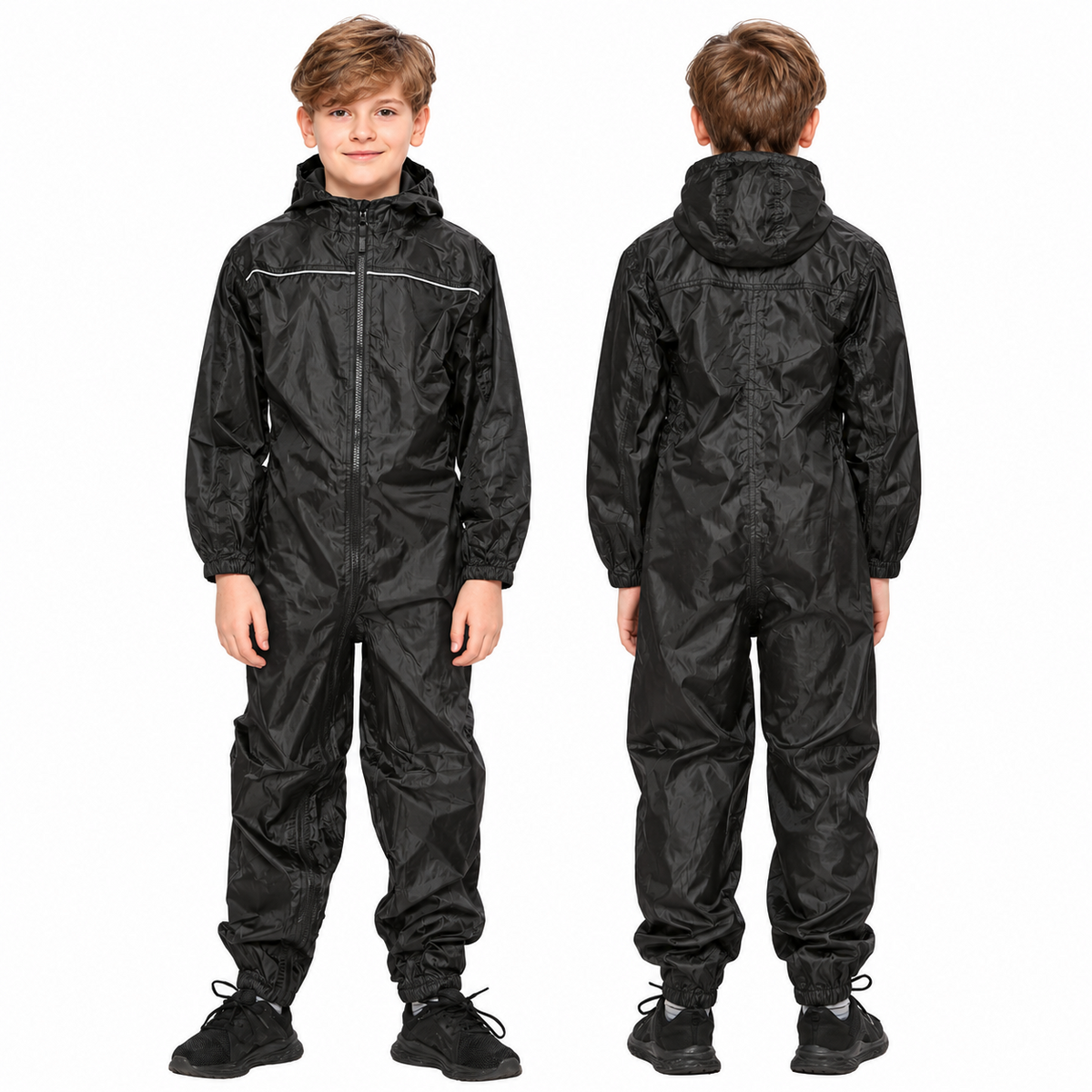 Girls Boys Raincoat Kids Puddle Suit Rainwear Waterproof Hooded Rainsuit 2-13 Yr