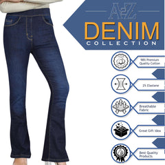 Womens Denim Jeans Comfort Stretch Flared Bell Bottom Fashion Pants For Ladies