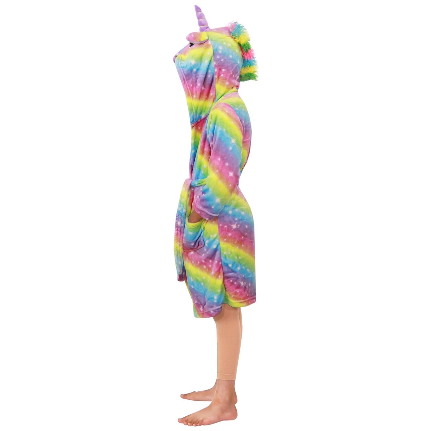 Kids Girls Unicorn Bathrobe Hooded Galaxy Xmas Cosplay Costume Soft Lounge Suit
