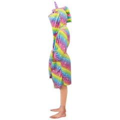 Kids Girls Unicorn Bathrobe Hooded Galaxy Xmas Cosplay Costume Soft Lounge Suit