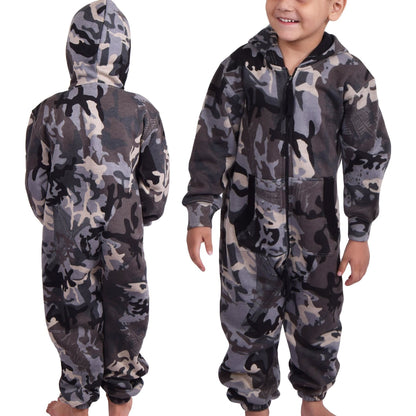 A2Z Onesie One Piece Kids Camo Charcoal Pyjamas Sleepsuit Costume Girls & Boys