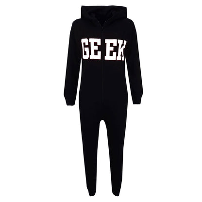 A2Z 4 Kids Girls Boys GEEK Hooded Onesie Children Hooded Ribbed Cuffs Pyjamas