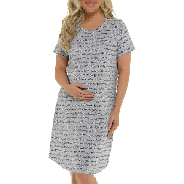 A2Z Ladies Maternity Nightie Made With Heart Short Sleeves Pregnancy Nightie Sleepwear Gown Womens Comfortable Maternity Nightdresses for Stylish Blissful Pregnancy Nights