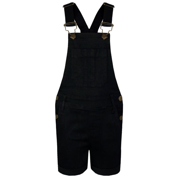 Kids Girls Denim Stretch Dungaree Shorts Jumpsuit Playsuit All In One 7-13 Years