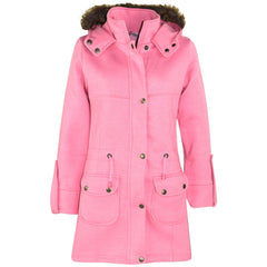 GIRLS COAT KIDS FLEECE PARKA JACKET LONG FAUX FUR HOODED SUMMER COATS AGE 7-13Y