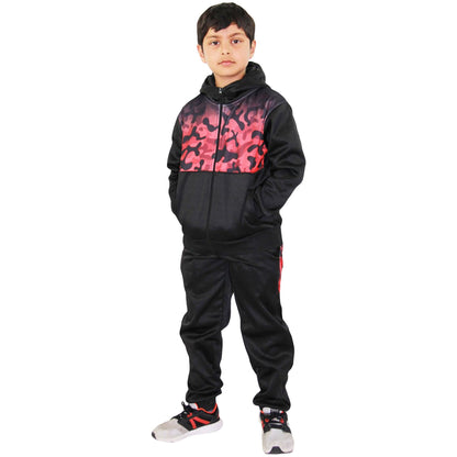Kids Boys Girls Tracksuit Camouflage Panelled Hooded Top & Bottom Jogging Suits