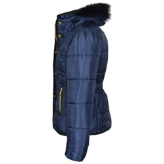 Kids  Girls Padded Puffer Quilted Coat Faux Fur Collar For  Girls Age 3-13 Years