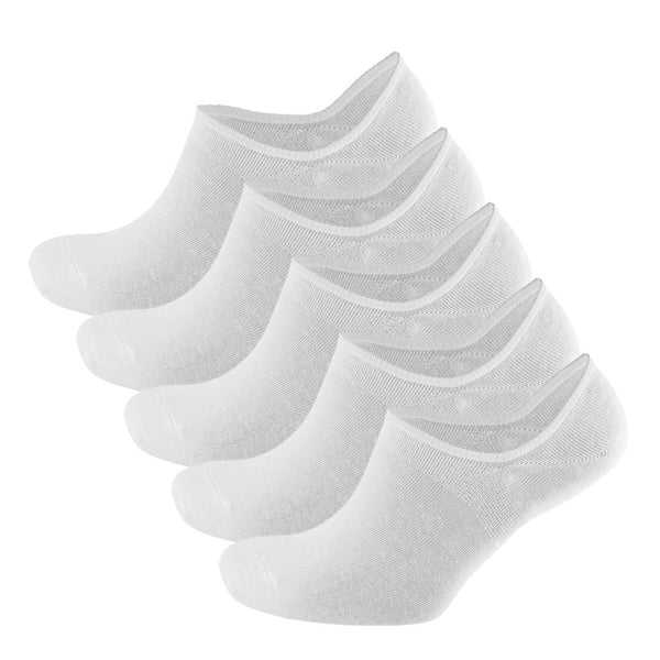 A2Z Mens 5 Pack Invisible Socks White Cotton Liner Socks with Silicone Grip