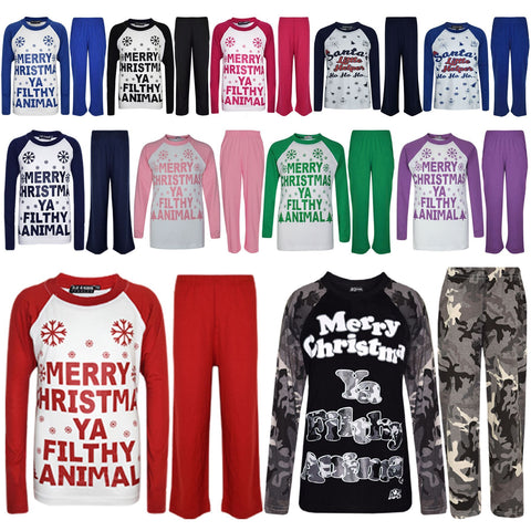 Kids Girls Boys PJ'S "YA FILTHY" Printed Christmas Pyjamas New Age 5-13 Years
