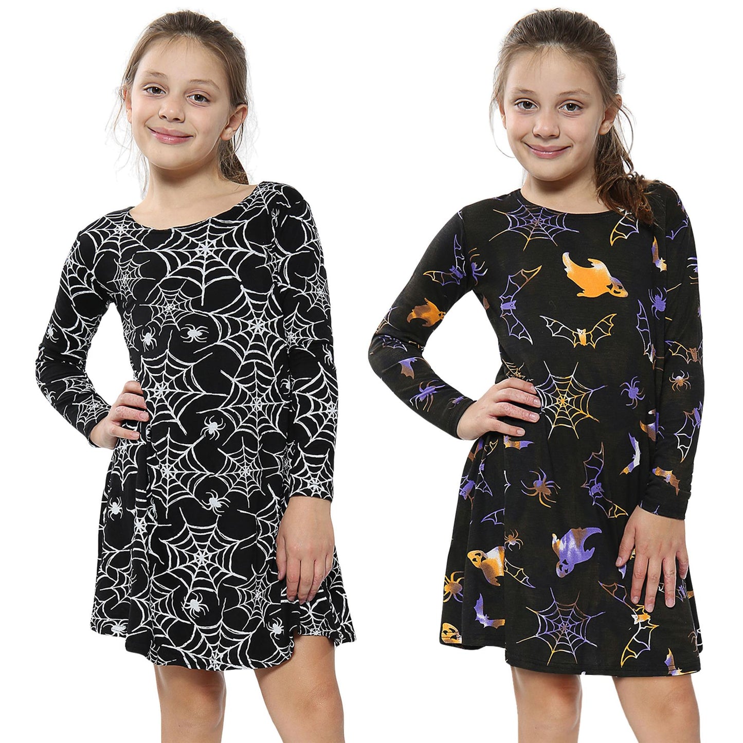 Girls Swing Dress Kids Xmas Party Dresses Halloween Costume New Age 3-13 Years