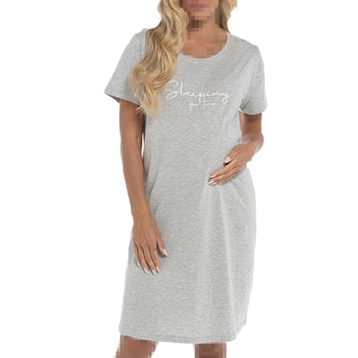 A2Z Ladies Maternity Nightie Sleeping for Two Short Sleeves Pregnancy Nightie Sleepwear Gown Womens Maternity Nightdress for Stylish and Blissful Pregnancy Nights