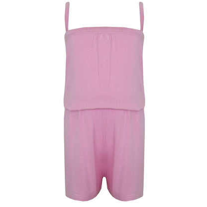 Girls Jumpsuit Kids Plain Color Trendy Playsuit All In One Jumpsuits 5-13 Years