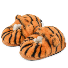 Kids 3D Animal Slippers Soft Plush Non Slip Sole Tiger Leopard Unicorn Shoes