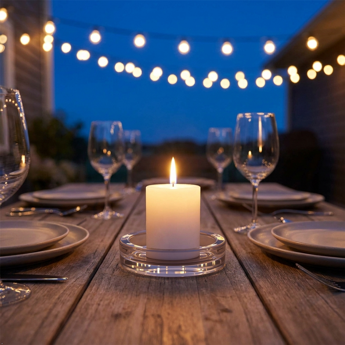 A2Z Round Glass Candle Holder Plate Clear Tea Light Display Tray