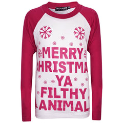 Kids Girls Boys PJ'S "YA FILTHY" Printed Christmas Pyjamas New Age 5-13 Years