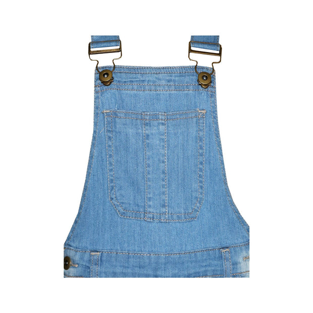 Kids Girls Denim Stretch Dungaree Shorts Jumpsuit Playsuit All In One 7-13 Years