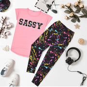 A2Z 4 Kids Girls Top Kids Sassy Print Trendy Baby Pink T Shirt Tops & Fashion Legging Set Age 5-6, 7-8, 9-10, 11-12 & 13 Years