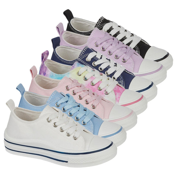 Kids Girls Canvas Sneakers Lightweight PE School Trainers Plimsolls Sports Shoes