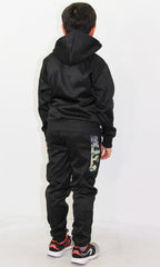 Kids Boys Girls Tracksuit Camouflage Panelled Hooded Top & Bottom Jogging Suits