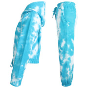 A2Z 4 Kids Tie Dye Blue Tracksuit Cropped Hoodie with Jogger Sweatpants Gym Sports Activewear Cord Set Girls Children Age 5-13 years