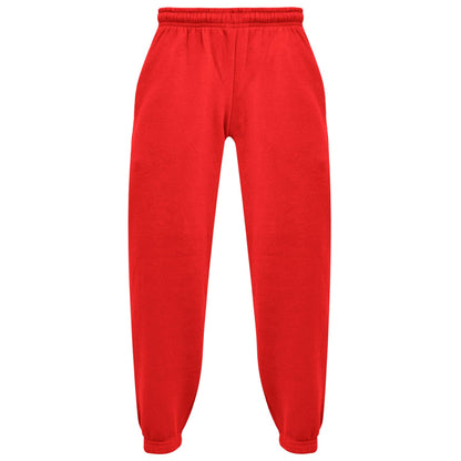 Kids Girls Boys Plain Jogging Bottoms Cuffed Joggers Sweatpants Trousers 2-14 Yr