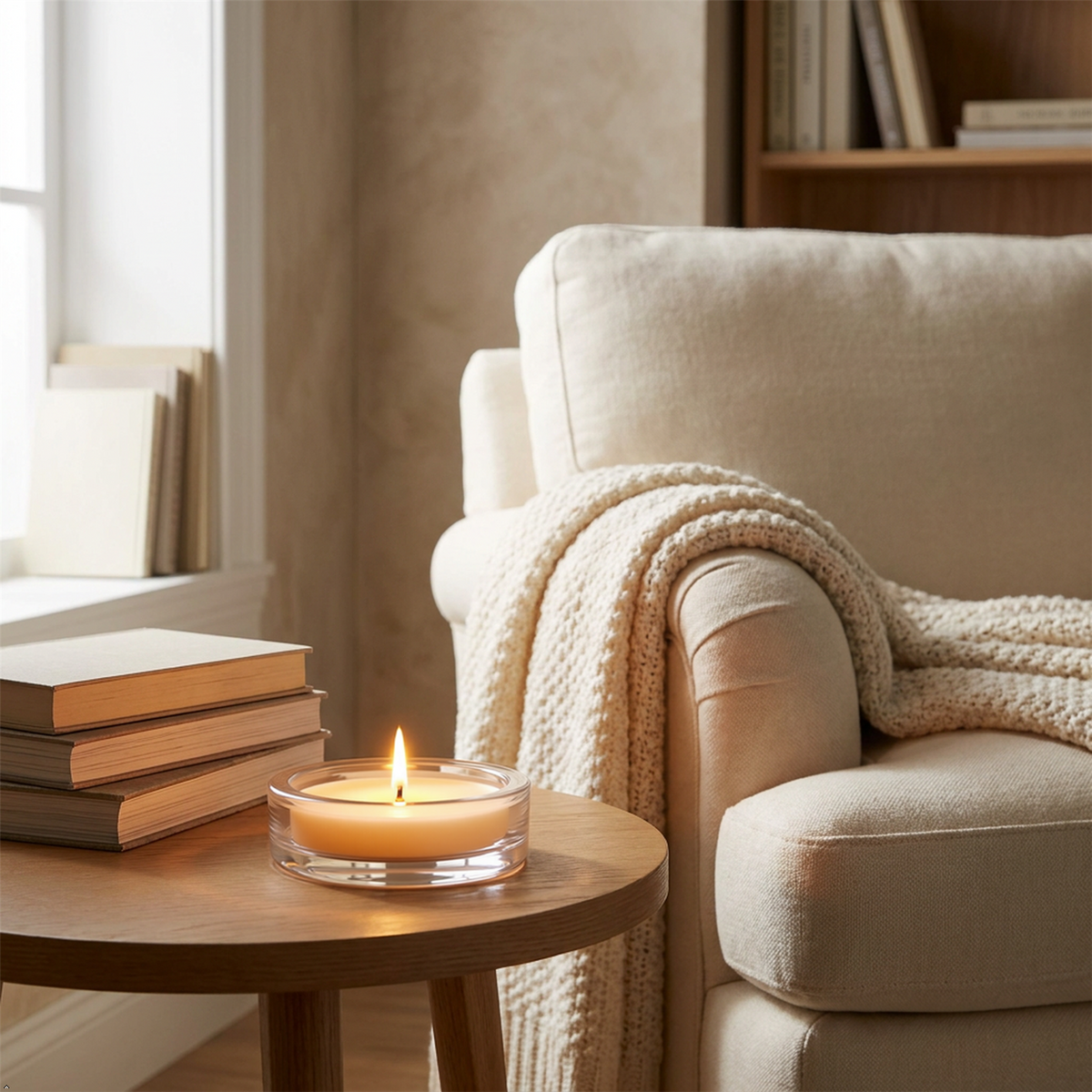 A2Z Round Glass Candle Holder Plate Clear Tea Light Display Tray