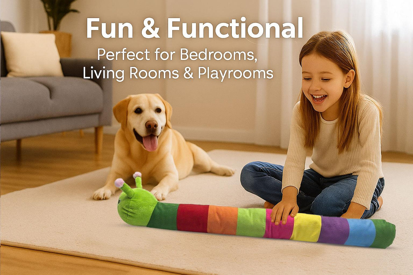 A2Z 3D Animal Face Draught Excluder 78cm Door Window Draft Wind Stopper for Dust