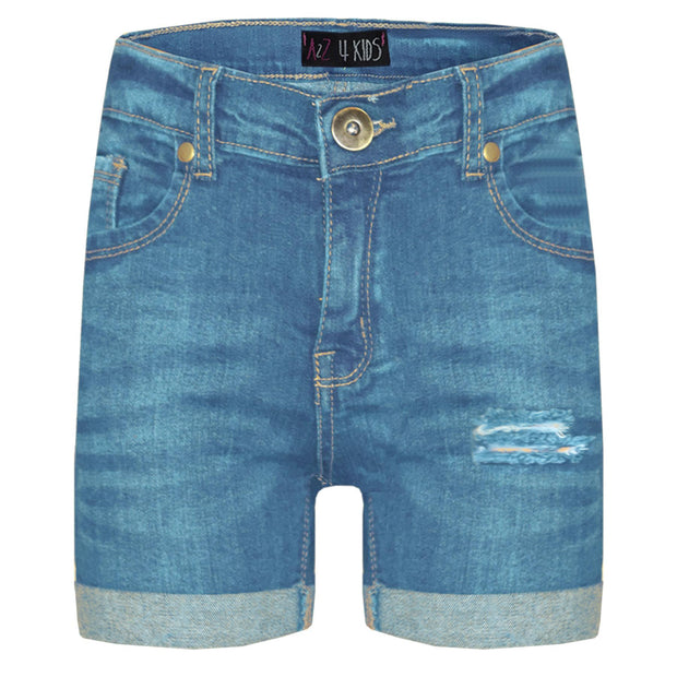Kids Shorts Boys Girls Denim Ripped Chino Bermuda Shorts Knee Length 5-13 Years
