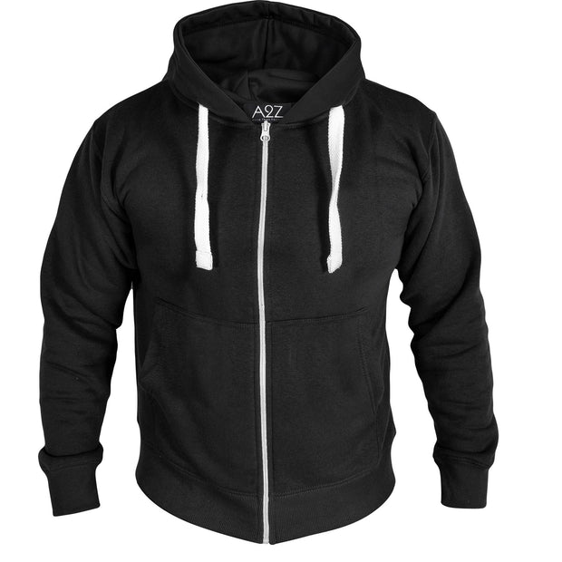 Mens Fleece Plain Zipper Hooded Long Sleeve Sweatshirt For Adults S-4XL