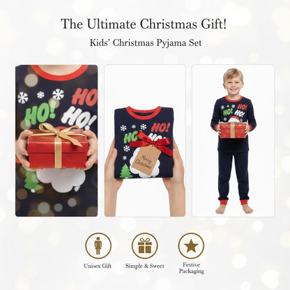 Kids Girls Boys Christmas Pyjamas Ya Filthy Animal Print Navy Lounge Suit