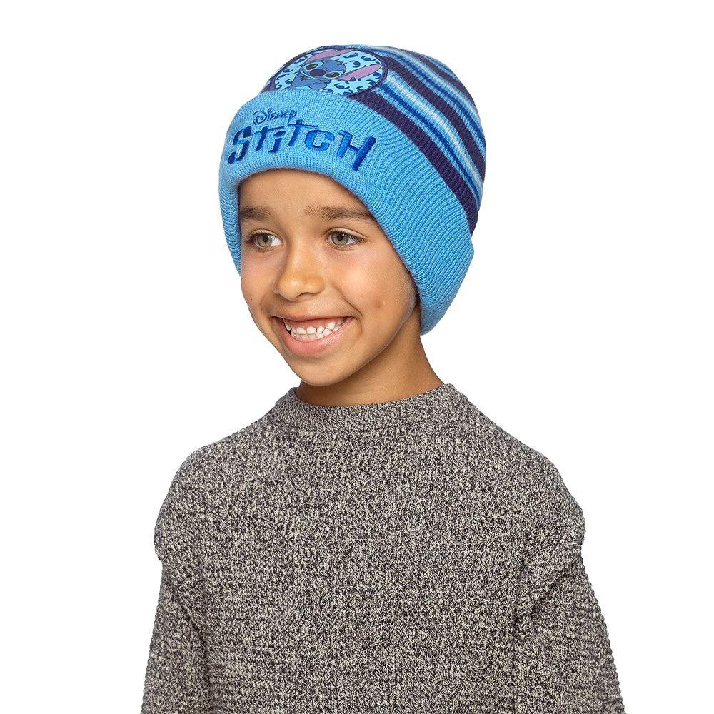 Disney Stitch Boys Blue Embroidered Striped Winter Beanie Hats 2 Pack One Size