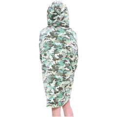 Kids Girls Boys Oversized Hoodie Blue Tartan Printed Snuggle Soft Fleece Blanket