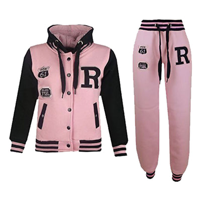 A2Z 4 Kids Girls Boys Baby Pink Baseball Tracksuit FOX Jacket & Trouser Sports Hoodie Bottom Joggers Age 2 3 4 5 6 7 8 9 10 11 12 13 Years