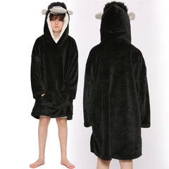 Kids Girls Boys Oversized Hoodie Blue Tartan Printed Snuggle Soft Fleece Blanket