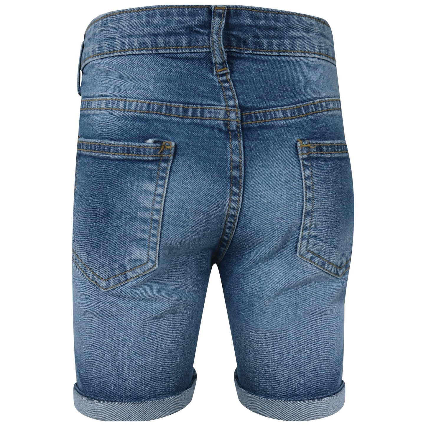 Kids Boys Ripped Mid Blue Denim Shorts Comfort Stretch Jeans Trouser Pants 5-13