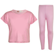 A2Z 4 Kids Girls Top Kids Plain Color Stylish Crop Top & Fashion Legging Set New Age 7 8 9 10 11 12 13 Years - A2Z 4 Kids