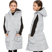 Kids Girls Fashion Oversized Gilet Long Line Jacket Long Sleeveless Coat 7-13 Yr